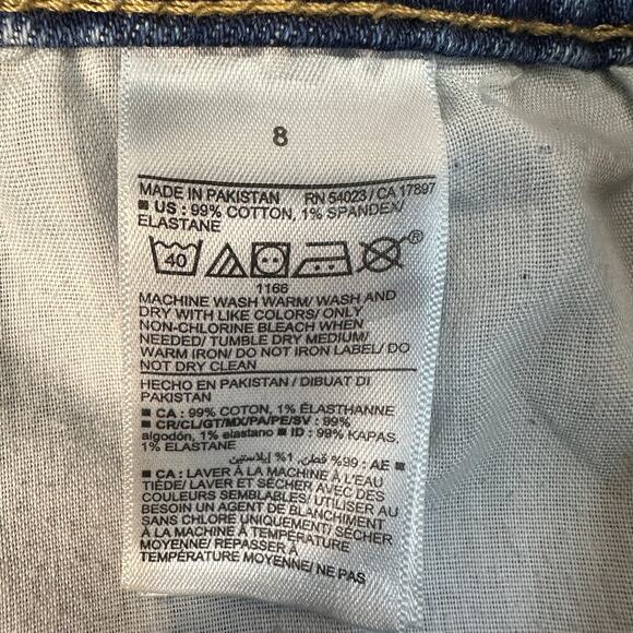 Old Navy Sky Hi A-Line Cut-Off Short WMNS 8 Blue High Rise Distressed Button Fly - Picture 7 of 7